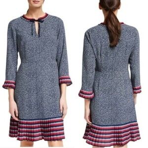Boden Navy and Red Long Sleeve Dress